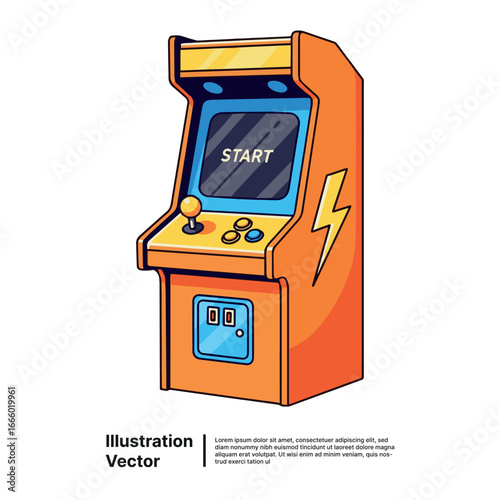 Retro Arcade Game Machine Illustration Vintage Gaming Entertainment for Digital Design