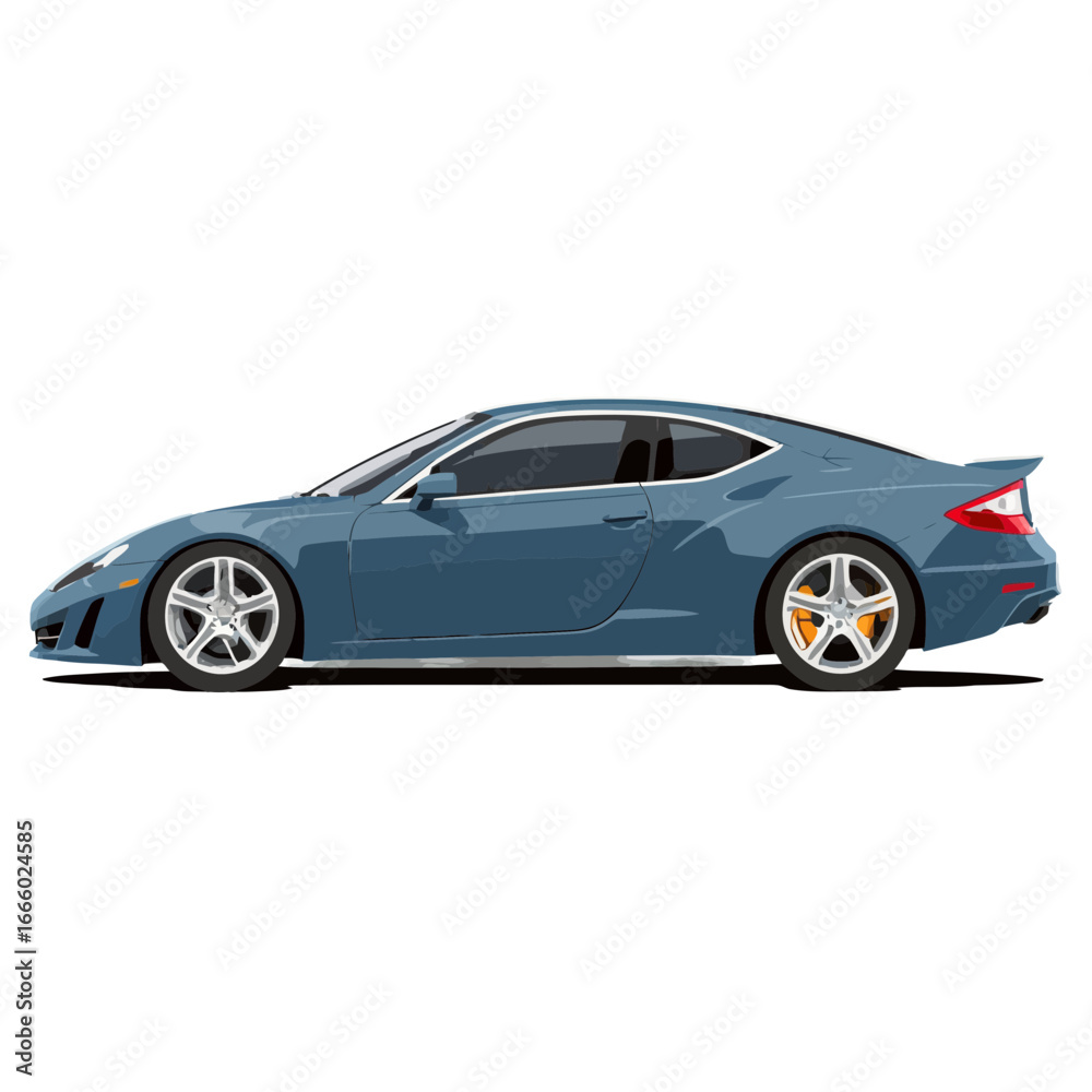 Fototapeta premium Blue sports car side view vector illustration on a white background.