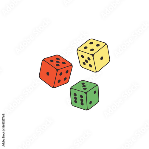 Dice on a white background. Color stylized illustration. Vector graphics.
