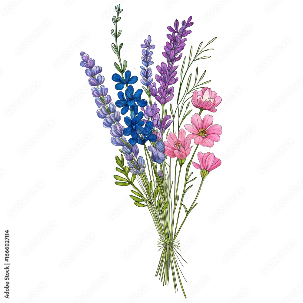 Obraz premium Delicate watercolor illustration of a vibrant flower bouquet with mixed blooms