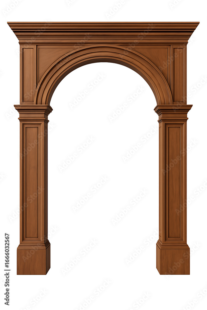 Obraz premium Brown wooden door frame isolated on transparent background
