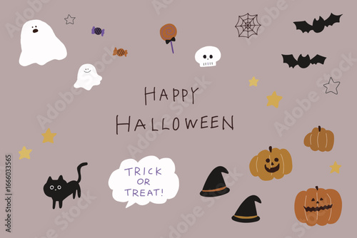 ハロウィンイラスト素材セット かぼちゃ　おばけ　猫　イラスト
