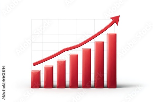 Red 3D bar graph showing upward trend Free Download Red 3D bar graph showing upward trend - GFXLoad