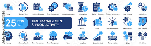 Time Management and Productivity Icons Set