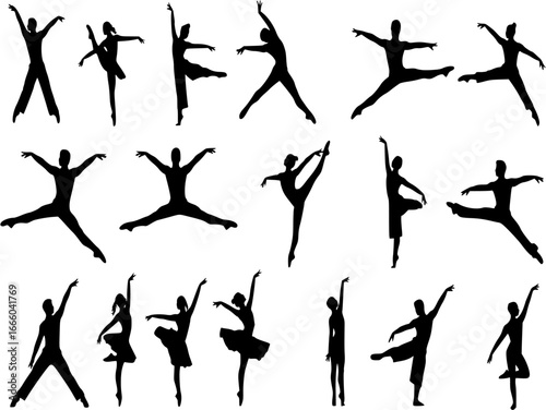 Dancer male and female action silhouette. Good use for symbol, logo, web icon, mascot, or any design you want.
