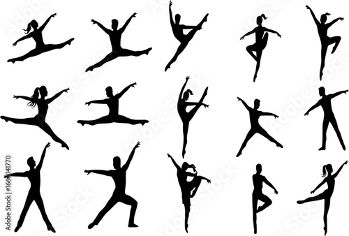 Dancer male and female action silhouette. Good use for symbol, logo, web icon, mascot, or any design you want.
