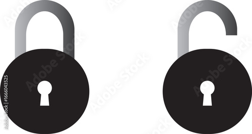 Lock open and lock closed illustration, Lock and unlock vector illustration