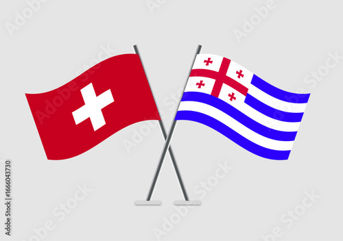 Switzerland and Ajaria vector flags isolated on light background