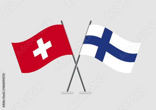 Switzerland and Finland vector flags illustration on soft neutral field
