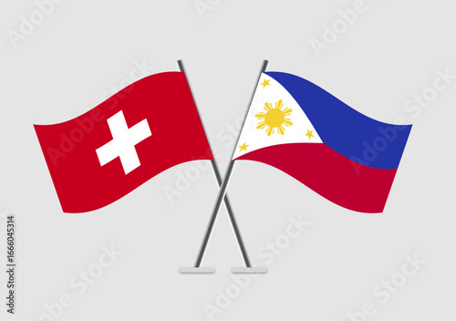 Switzerland and Philippines vector flags illustration for joint events