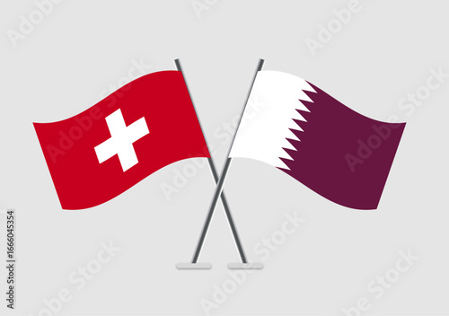 Switzerland and Qatar vector flags symbolizing alliance in vector art