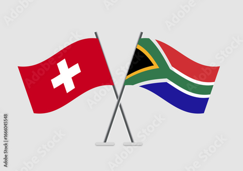 Switzerland and South Africa vector flags composed in balance and style