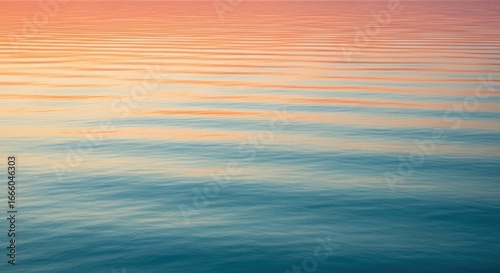 Calm ocean water, serene sea surface, sunset background, gradient waves