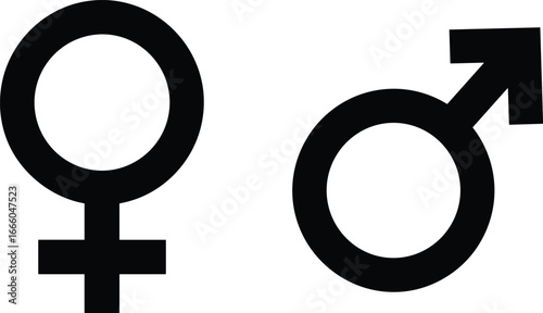 Female and Male Gender Symbols Side by Side on White Background woman