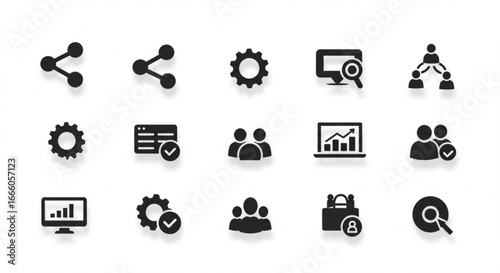 Collection of business and technology icons