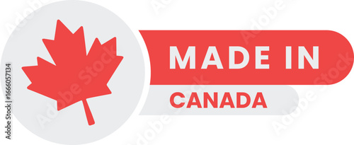 Made in Canada Badge Icon with Maple Leaf and Text Label