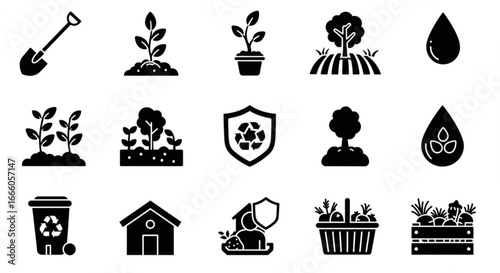 Collection of agriculture and gardening icons