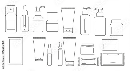 Collection of cosmetic and skincare product containers