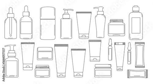 Collection of cosmetic and skincare product containers