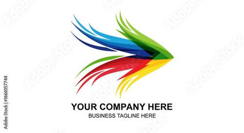 Abstract Colorful Feathered Arrowhead Logo Design