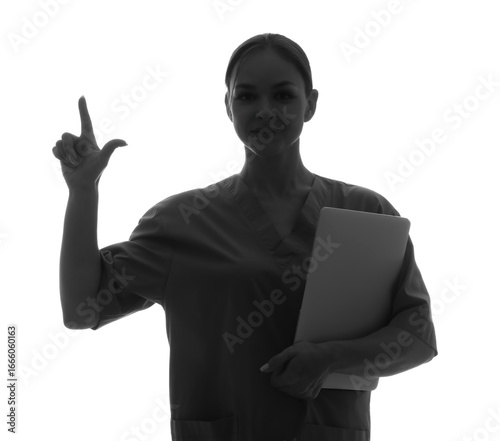 Silhouette of female doctor...