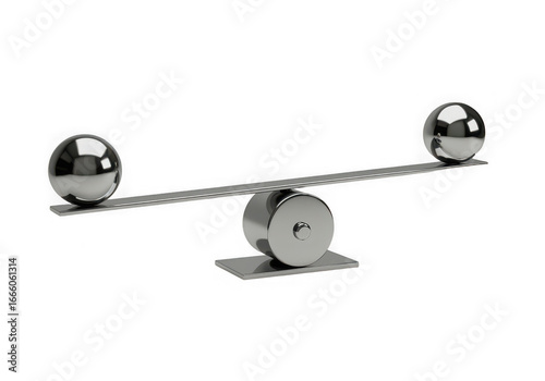 Balancing balls on a silver seesaw concept of equilibrium and stability in business and life.