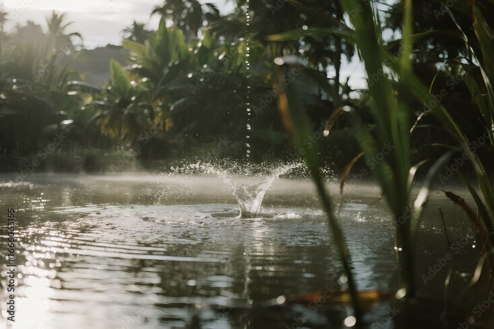 Fototapeta premium Tropical Landscape After Rain with Lush Greenery