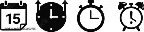 Simple time management and scheduling icons for business, deadlines, and planning concepts