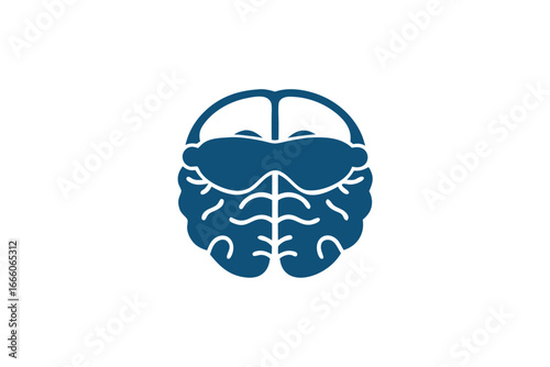 Stylized Brain Icon Blue Cerebral Anatomy on White Background