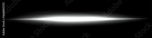 Intense horizontal beam with bright central area and wide fading glow. Clean abstract effect combining sharp and soft contrasts in one direction.