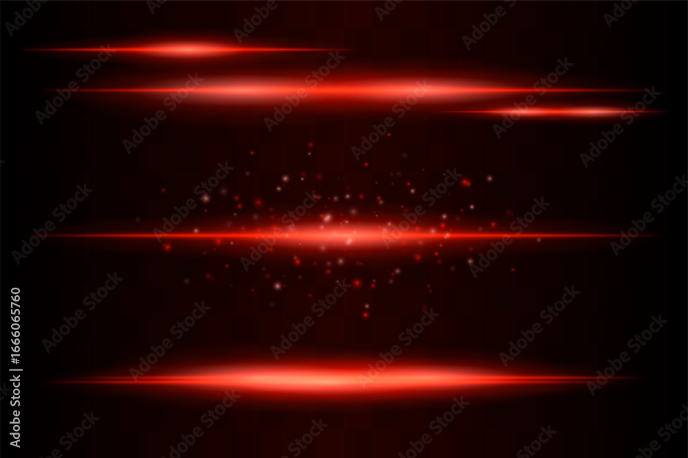 Shining set. Bright glowing beams combined with floating light particles. Central cluster highlights energy dispersion and soft motion on transparent background.