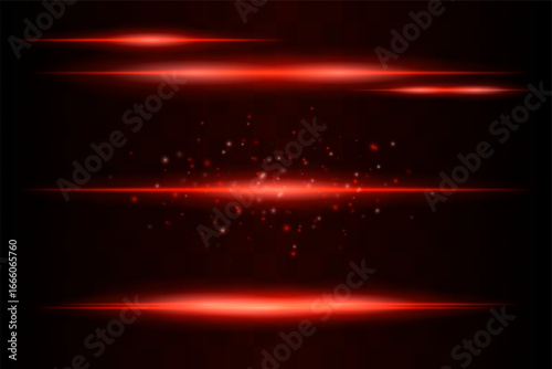 Shining set. Bright glowing beams combined with floating light particles. Central cluster highlights energy dispersion and soft motion on transparent background.