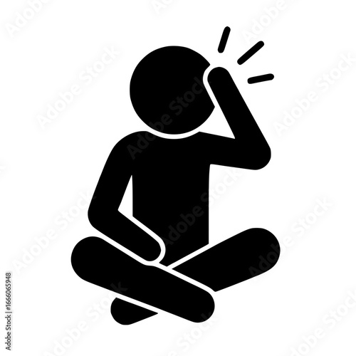 Stickman Sitting on Floor with Headache SVG Clip Art