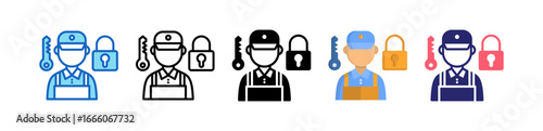Locksmith Multiple Style Icon Set Collection. 