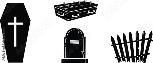 Spooky Halloween icons for a frightful celebration or gothic theme