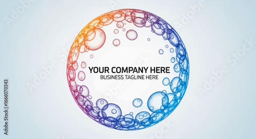 Colorful Abstract Bubble Sphere with Company Text and Tagline
