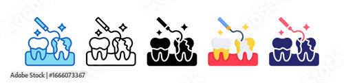 Dental Scaling Multiple Style Icon Set Collection. 