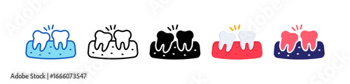 Misaligned Multiple Style Icon Set Collection. 