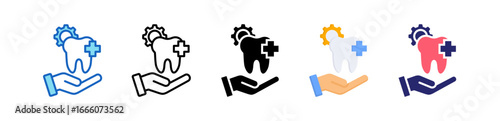 Dental Service Multiple Style Icon Set Collection. 