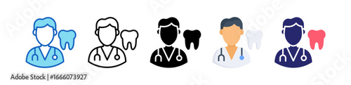 Dentist Multiple Style Icon Set Collection. 