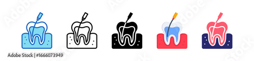Root Canal Multiple Style Icon Set Collection. 