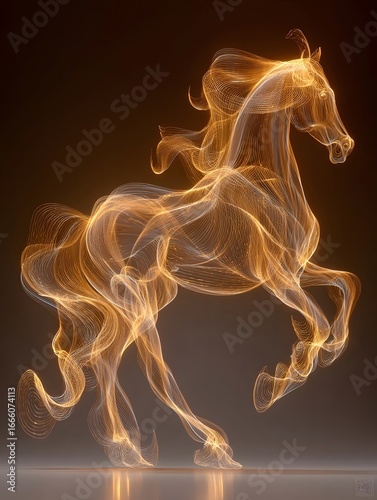 Glowing horse abstract art