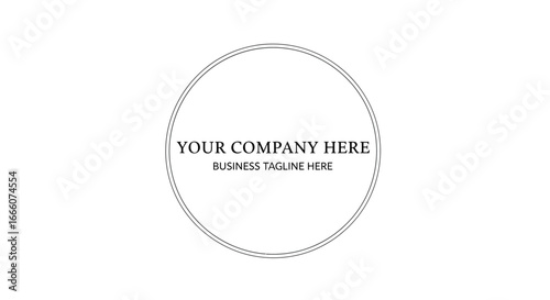 Elegant Double-Lined Circular Frame with Customizable Business Company Tagline Text Template