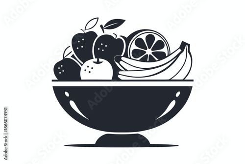 Minimalist Still Life of Fruit in Bowl on White Background Art