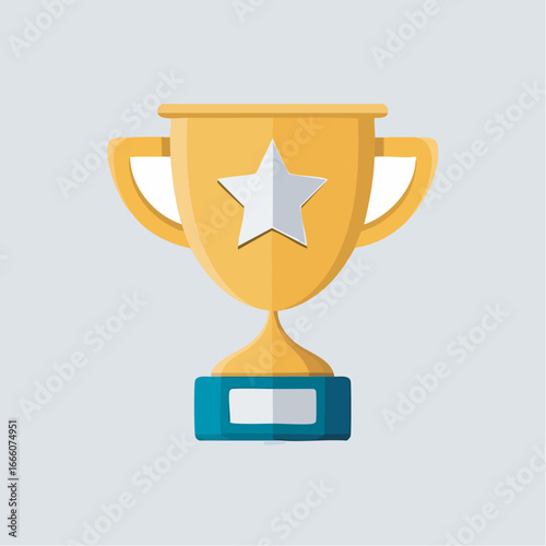 Golden trophy cup symbolizes achievement and recognition on a light gray surface, representing success and victory in a minimalist style.
