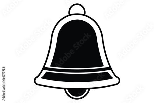 Isolated Bell Vector, Classic Design with Ringer, Black and White on White Background