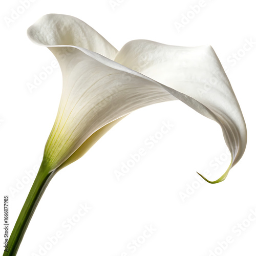 An elegant single white calla lily flower isolated on a transparent background png