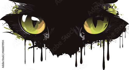 Mysterious Gaze: A captivating image showcases an intriguing cat portrait with striking green eyes that captivates the viewer. 