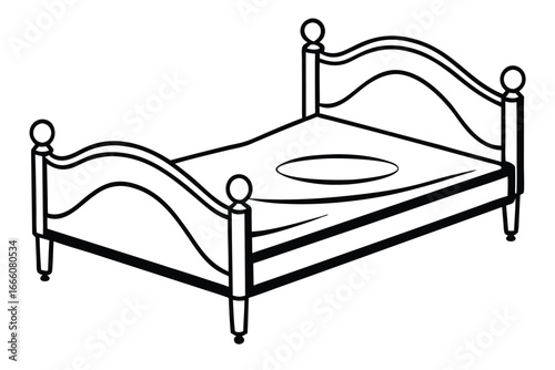 Stylized Bed With Spherical Details On White Background Art