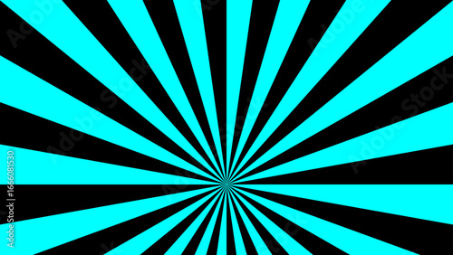 Abstract vibrant, radial sunburst background with alternating bright black and sky blue ray. Curve smoothly, forming swirling vortex effect. Vintage beam sunburst texture. Radial sunrise.